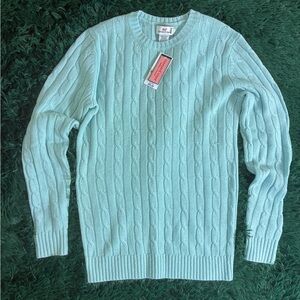 NWT Men’s Small Vineyard Vines Wool Cashmere Cable Sweater Crystal Blue